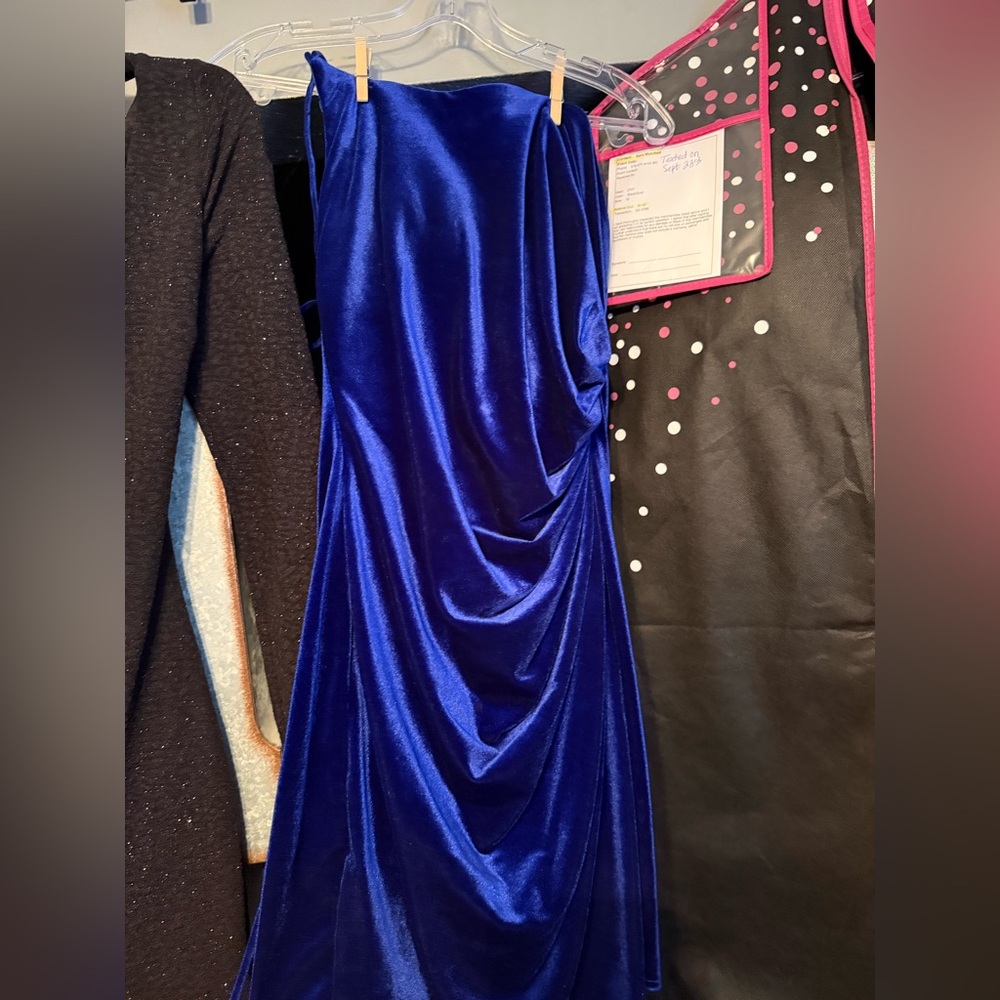 Elegant Blue Velvet Dress